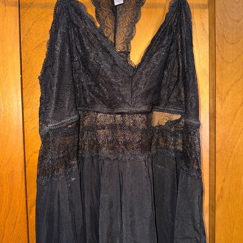 Jezebel Black Lace Detail Babydoll Chemise
